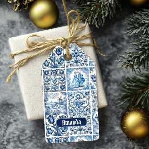 Elegant Blue country floral toile Gift Tags