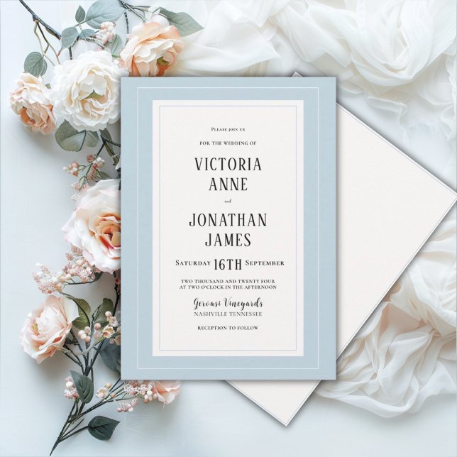 Elegant Blue & Cream Chic Wedding Invitation (Creator Uploaded)