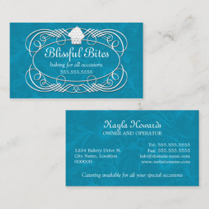 Elegant Blue Cupcake Bakery Business Card