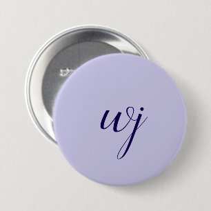 Elegant blue custom lettering initials 7.5 cm round badge