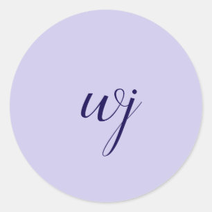 Elegant blue custom lettering initials classic round sticker