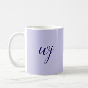 Elegant blue custom lettering initials coffee mug