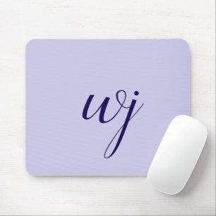 Elegant blue custom lettering initials mouse pad