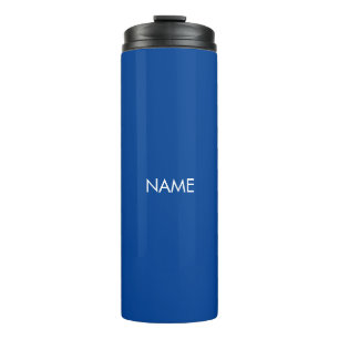 Elegant blue custom name text monogram thermal tumbler