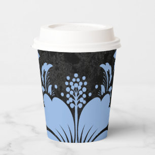 Elegant blue damask Christmas custom elegant Paper Cups
