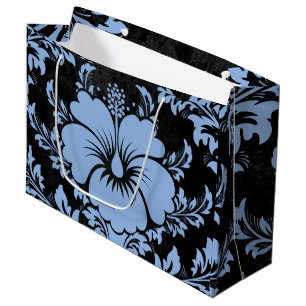 Elegant blue damask Christmas elegant Large Gift Bag