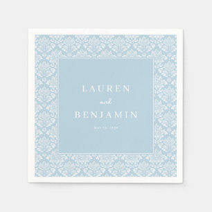 Elegant Blue Damask Formal Napkin