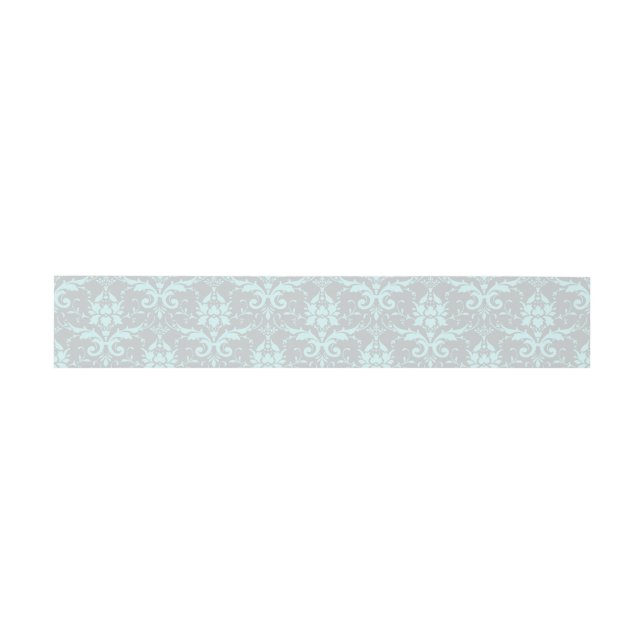 Elegant Blue Damask Invitation Belly Band (Flat)
