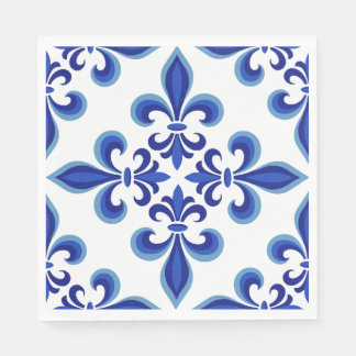Elegant Blue Damask Luncheon Napkins