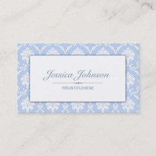 Elegant Blue Damask Pattern Business Card
