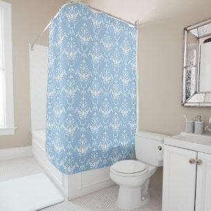 Elegant Blue Damask Shower Curtain
