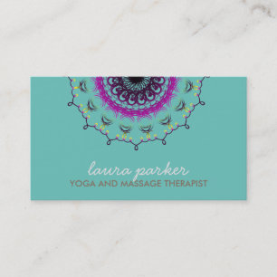 Elegant Blue Damask Swirl Yoga Healing Health Business Card
