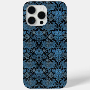 Elegant Blue Damask - Vintage Baroque Floral iPhone 15 Pro Max Case