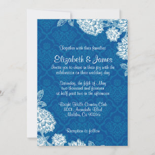 Elegant Blue Damask Wedding Invitations