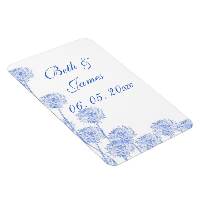 Elegant Blue Dandelion Romantic Wedding Magnet (Right Side)