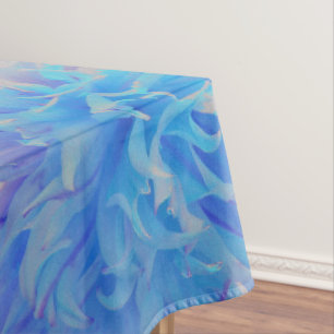 Elegant Blue Decorative Dahlia Flower Tablecloth