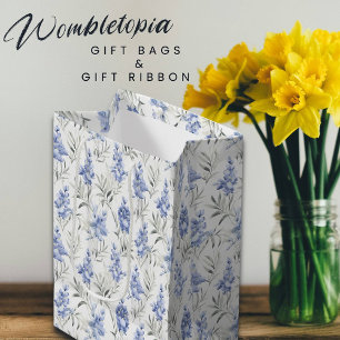 Elegant Blue Delphinium Floral  Medium Gift Bag