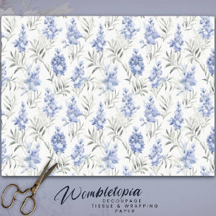 Elegant Blue Delphinium Floral Tissue Paper