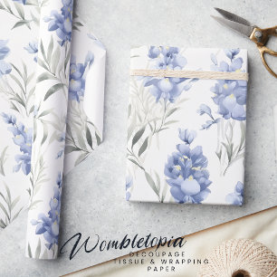 Elegant Blue Delphinium Floral  Wrapping Paper
