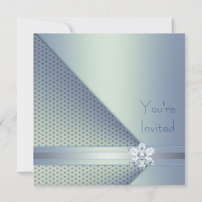 Elegant Blue Diamond Blue Party Invitation (Front)