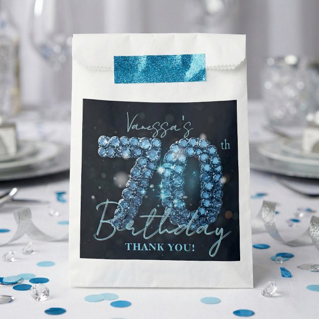 Elegant Blue Diamonds Glamour 70th Birthday Party Favour Bags (Creator Uploaded)