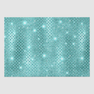 Elegant Blue Diamonds Metallic Glitter Pattern Tissue Paper