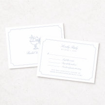 Elegant Blue Double Frame Wedding RSVP Card