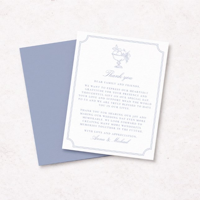 Elegant Blue Double Frame Wedding Thank You Card (Creator Uploaded)