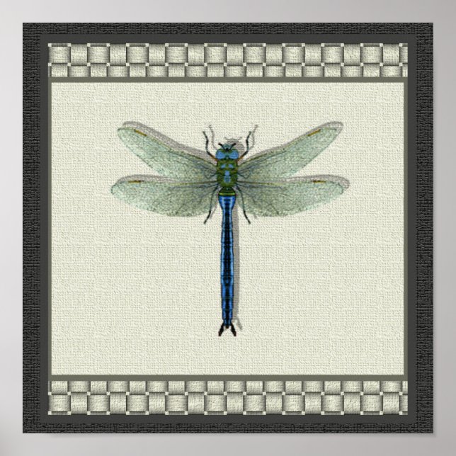 Elegant Blue Dragonfly Poster (Front)