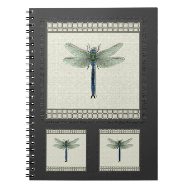 Elegant Blue Dragonfly Spiral Notebook (Front)