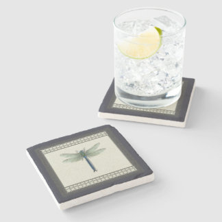 Elegant Blue Dragonfly Stone Coaster