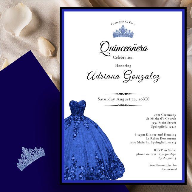 Elegant blue dress 15th birthday Quinceanera Invitation (Creator Uploaded)