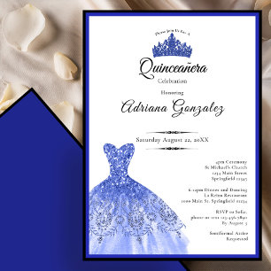 Elegant blue dress 15th birthday Quinceanera Invitation