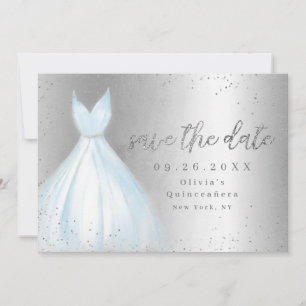 Elegant blue dress save the date quinceanera