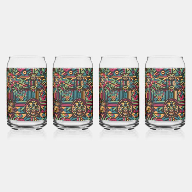 Elegant Blue "Eclipsed Suns and Pyramids" Glass Tu (Front)