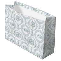 Elegant Blue Engraved Floral Medallions and Swags