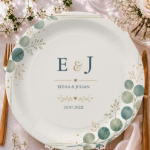 Elegant Blue Eucalyptus  Paper Plate
