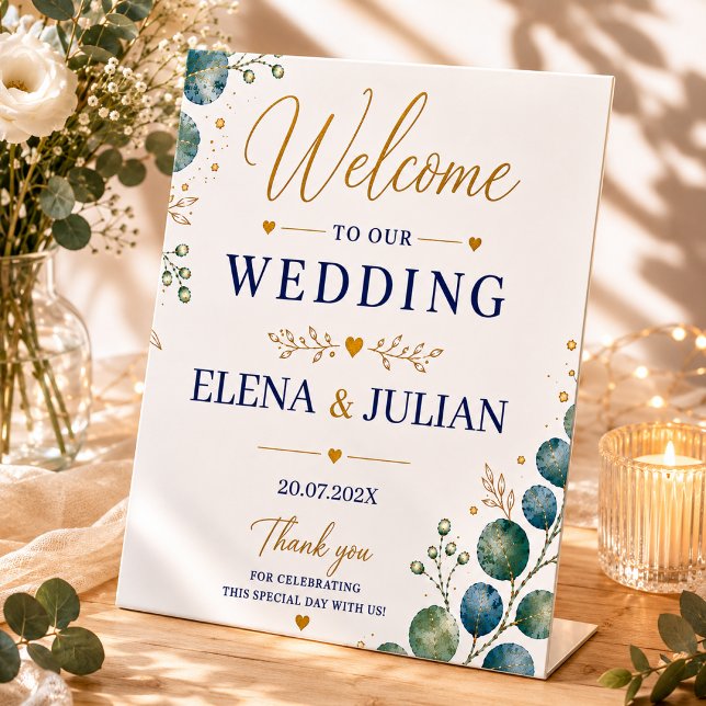 Elegant Blue Eucalyptus  Pedestal Sign (Creator Uploaded)