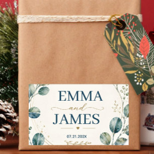 Elegant Blue Eucalyptus Watercolor Rectangular Sticker