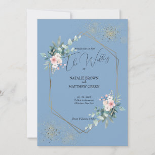 Elegant Blue Eucalyptus Wedding Invitation