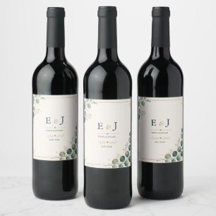 Elegant Blue Eucalyptus  Wine Label