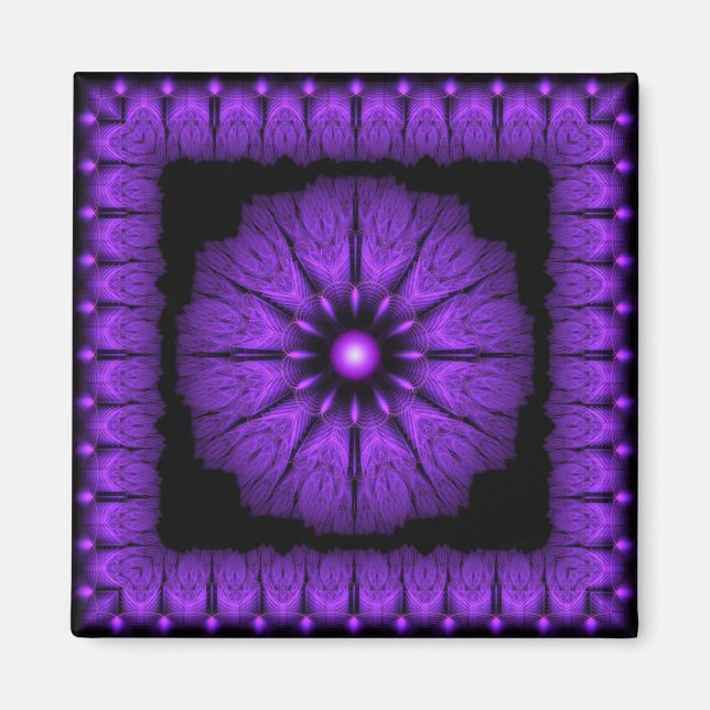 Elegant blue fairy framed mandala magnet (Front)