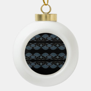 Elegant Blue Fan Ceramic Ball Christmas Ornament