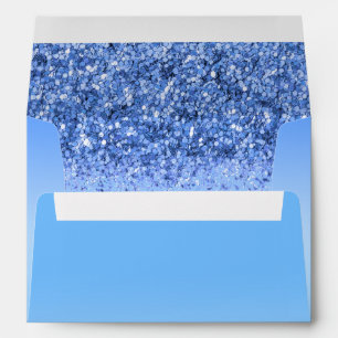 Elegant Blue Faux Glitter Girly Envelope