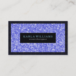 Elegant Blue Faux Glitter With Black Accents Business Card