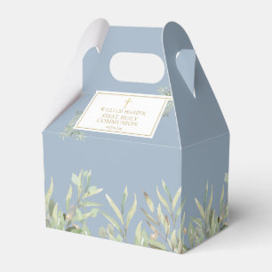 Elegant Blue First Holy Communion Greenery Favour  Box
