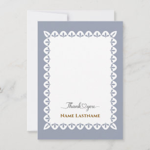 Elegant Blue Fleur-de-Lis Personalised Thank You Card