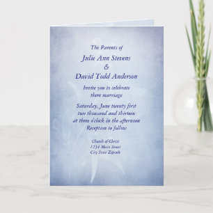 Elegant Blue Floarl Wedding Invitaion Invitation