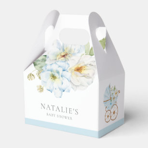 Elegant Blue Floral Baby Boy Shower Favour Box