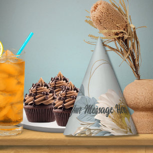 Elegant Blue Floral Birthday Party  Party Hat